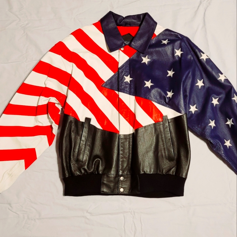 Vintage Duncan Row Stars & Stipes Leather Jacket